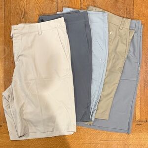 Lot of 5 Men's Flat Front Shorts - Cream, Gray, Tan, khaki